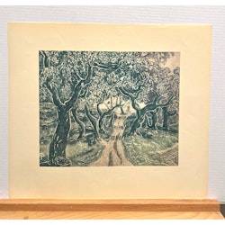 "Korkekar" Konsttryck efter träsnitt av Carl Palme. 42x48 cm