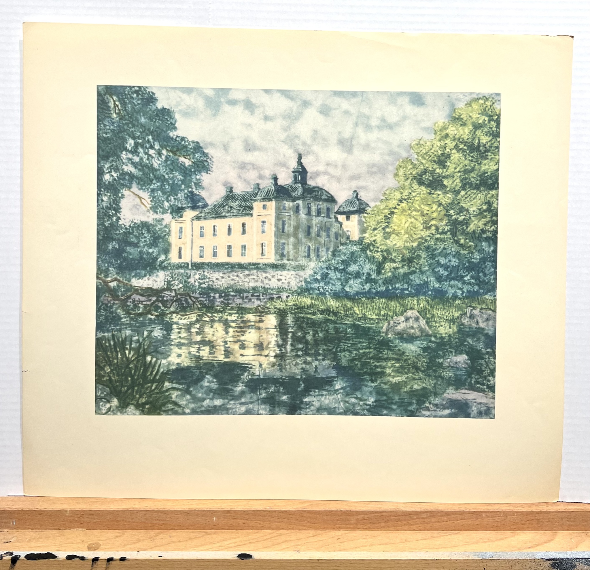 "Strömsholms slott" Konsttryck efter träsnitt av Carl Palme. 42x48 cm