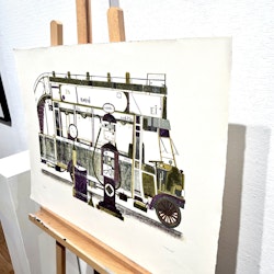 "Bus" Färglitografi av Francisco Todo Garcia. 77x57 cm