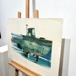 "Submarine" Färglitografi av Francisco Todo Garcia. 78x57 cm