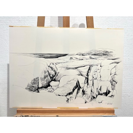 "Klippor" Grafiskt blad av Gunnar Didoff, 64,5x46cm