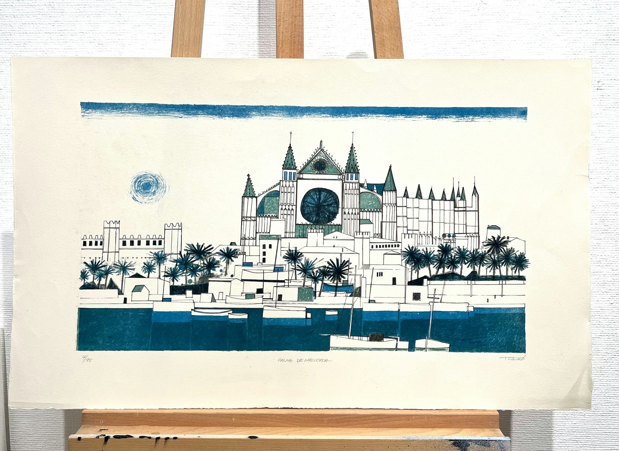 "Palma de Mallorca" Färglitografi av Francisco Todo Garcia. 78x47 cm