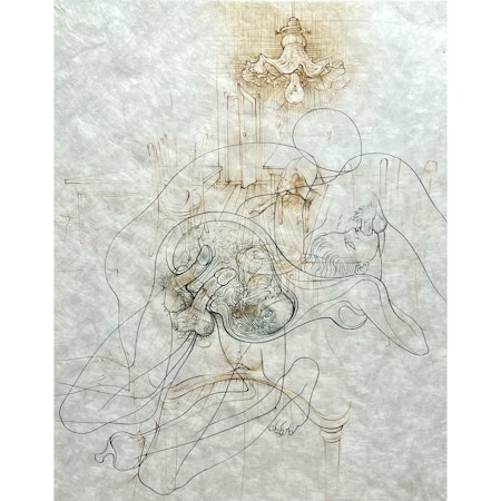 "Erotisk komposition" Färgetsning av Hans Bellmer. 28x38 cm