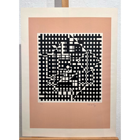 "Ingen titel" Etsning av Victor Vasarely. 53x71 cm