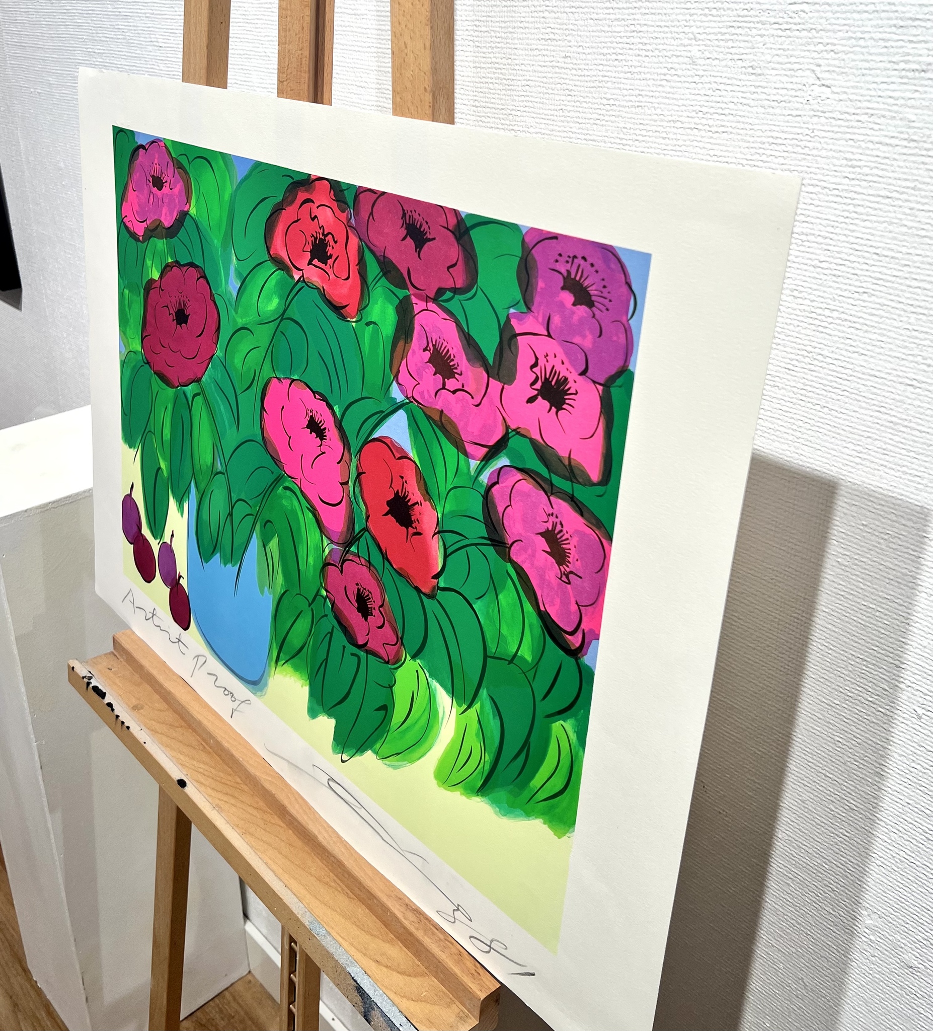 "Flowers and fruit" Serigrafi av Walasse Ting, 55x77 cm