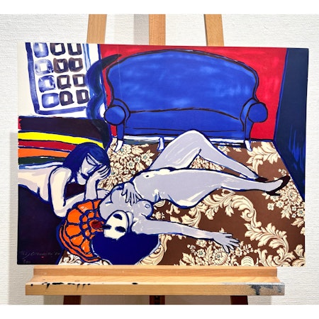 "Blå Soffa" Litografi av Corneille, 66x50 cm