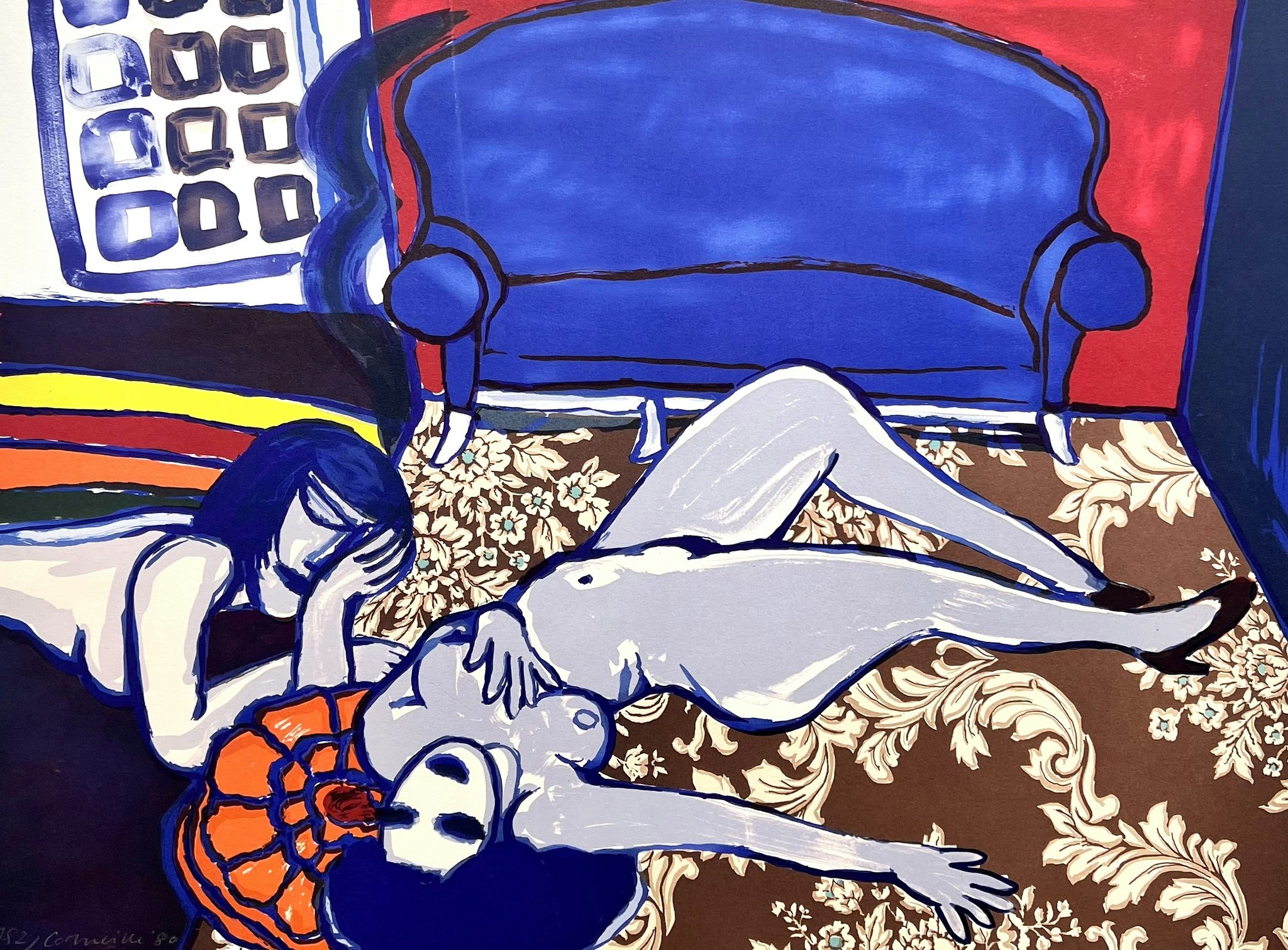 "Blå Soffa" Litografi av Corneille, 66x50 cm