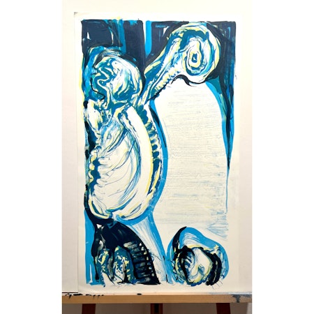 "Ingen titel" Litografi av Bengt Olson, 43x73 cm