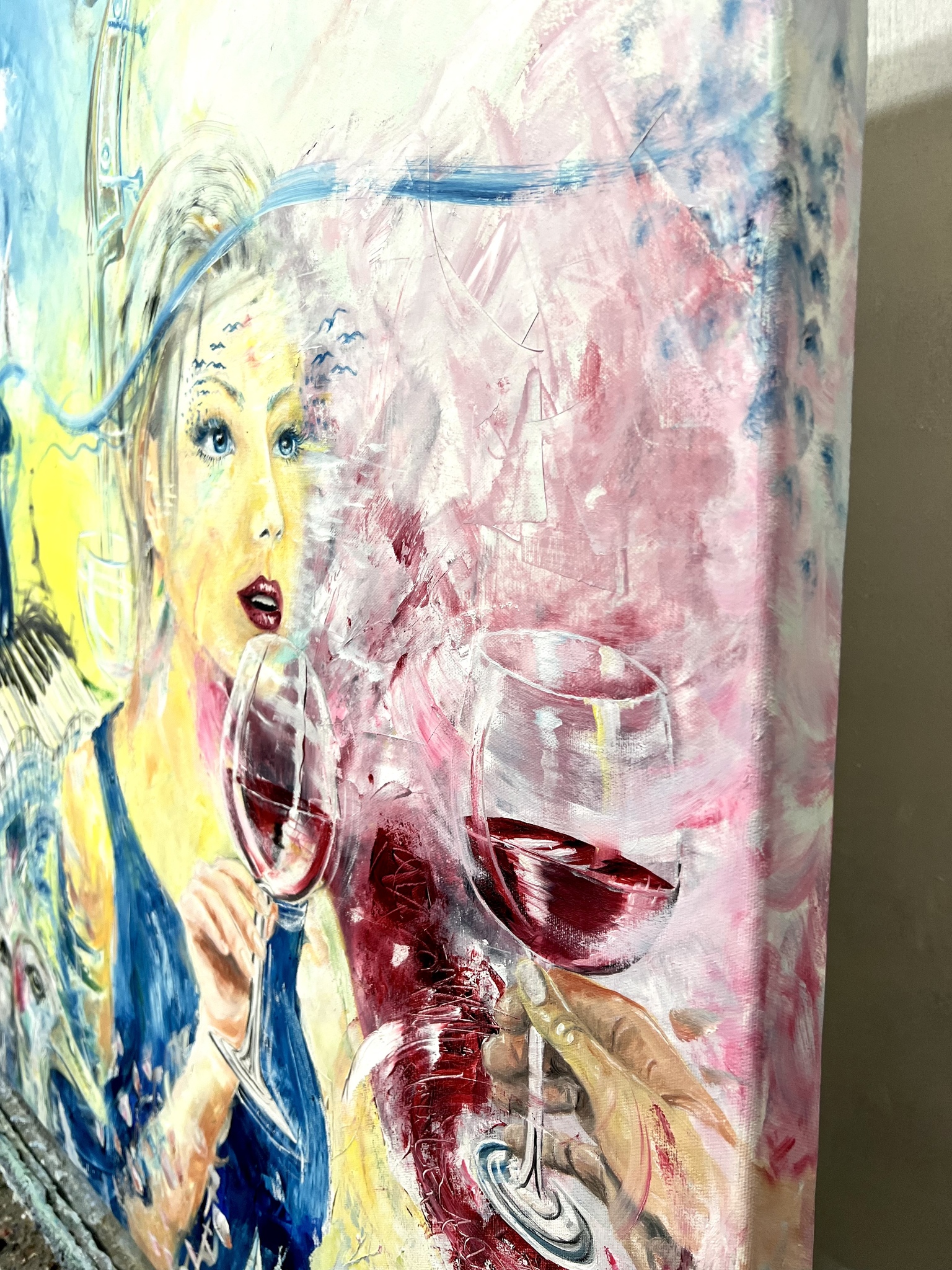 "Party I" Akrylmålning på duk Bella Cotter. 120x100 cm