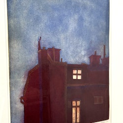 "Harrys Hus" Ramad etsning av Lena Hultin. 67x81,5 cm