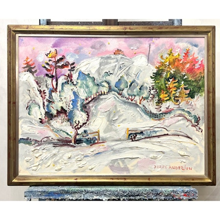 "Vinterland" Olja på duk av Jerry Andersson. 91,5x70 cm