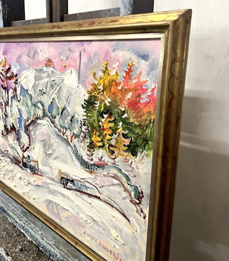 "Vinterland" Olja på duk av Jerry Andersson. 91,5x70 cm
