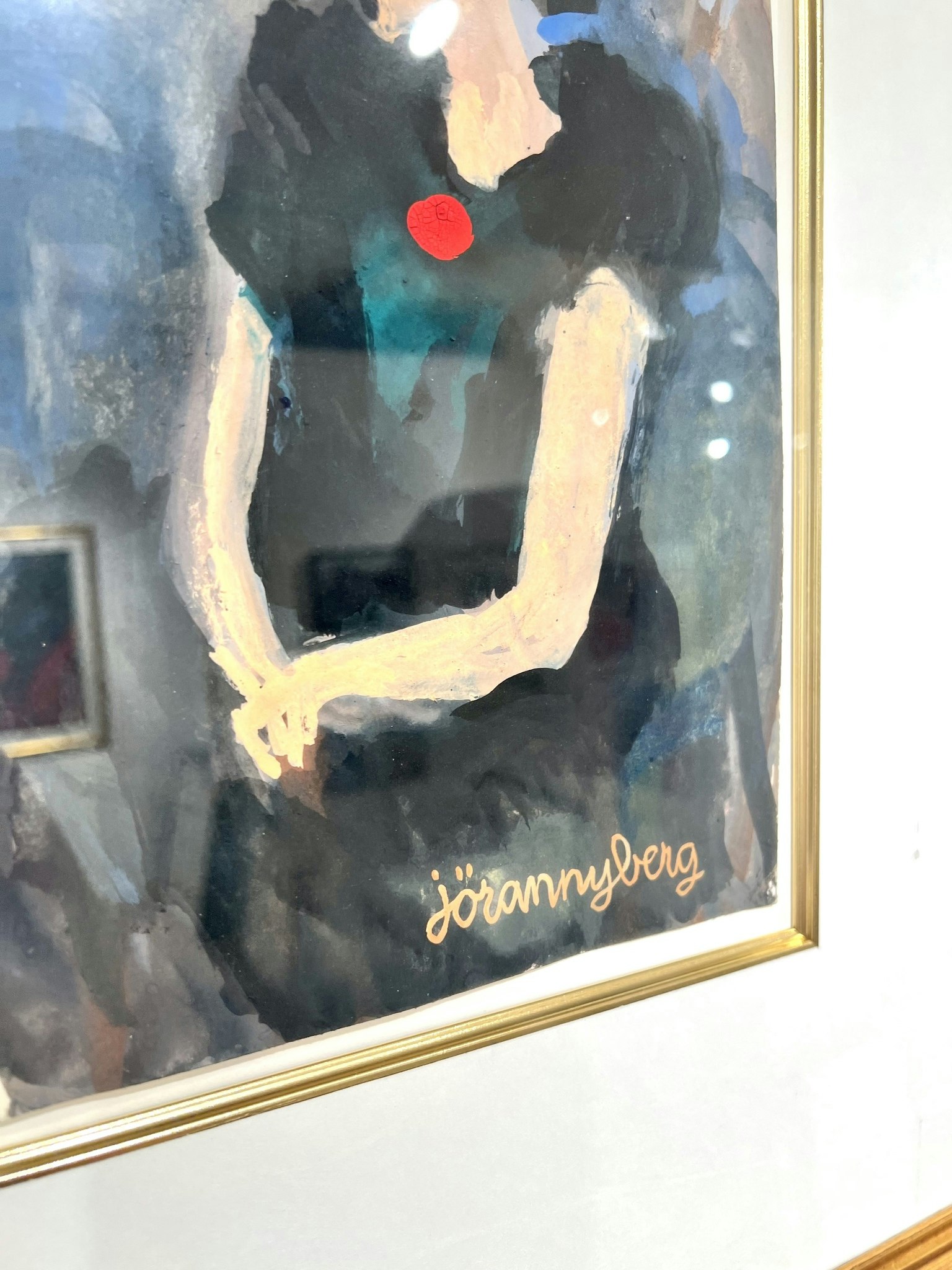 Jöran Nyberg, Original, "Romanssångerskan" signerad, 43,4x51 cm