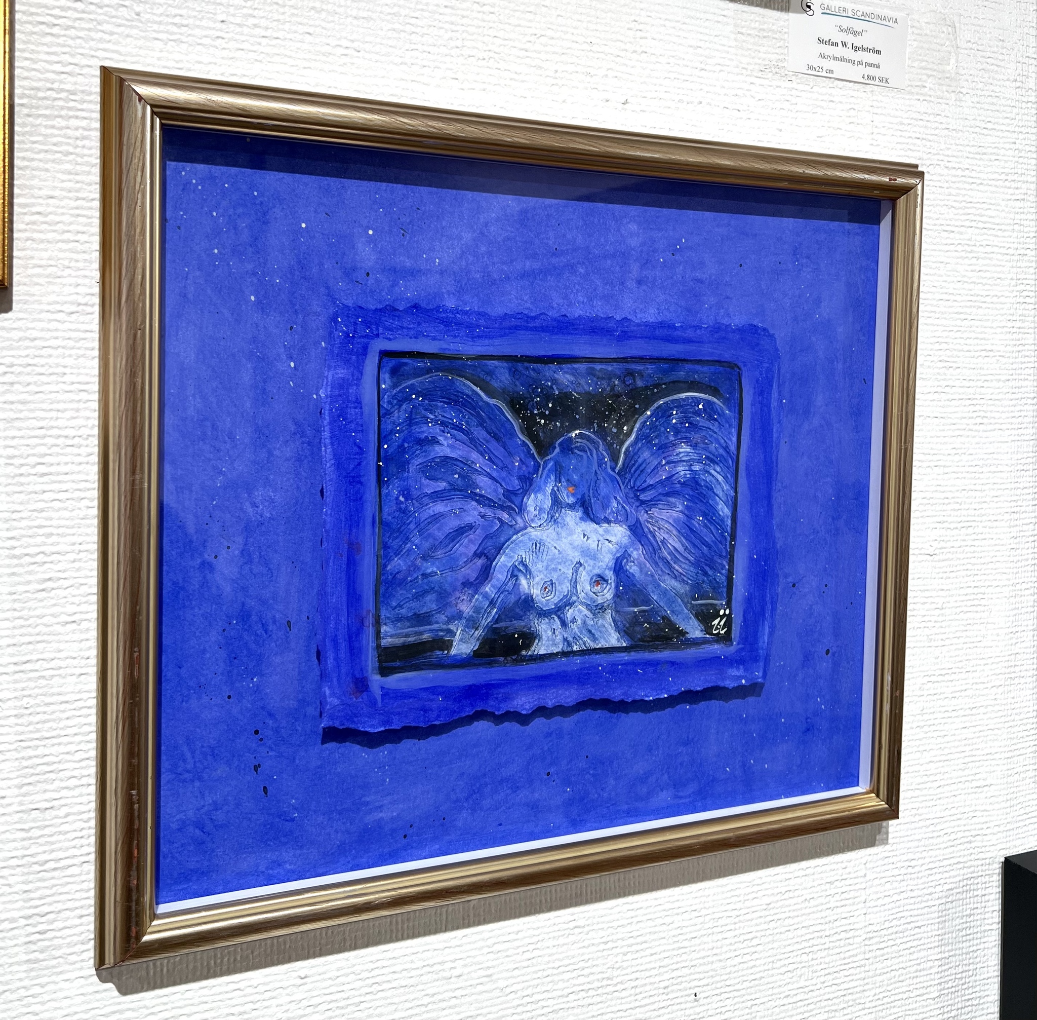 "Blå ängeln" Original på papper av Ingbritt Irene lagerberg "ii". 42x37 cm