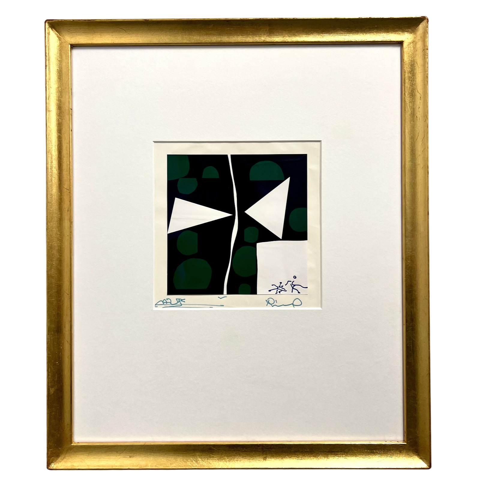 "Grön,svart,vit" Gouache på papper av Richard Mortensen. 50x59 cm