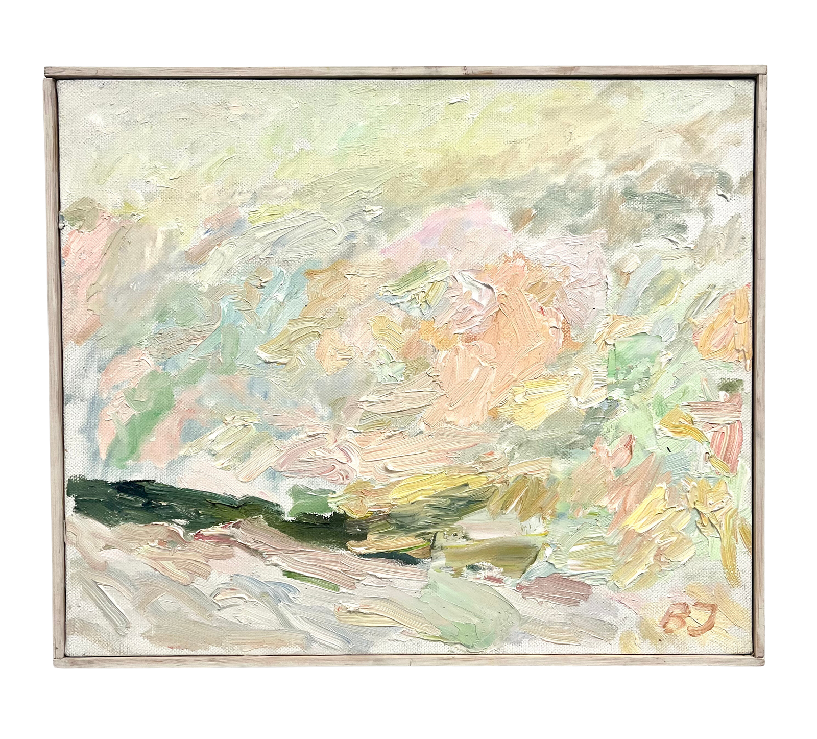 "Gryningslandskap" Oljemålning på duk av Bengt Johansson. 62,5x52,5 cm