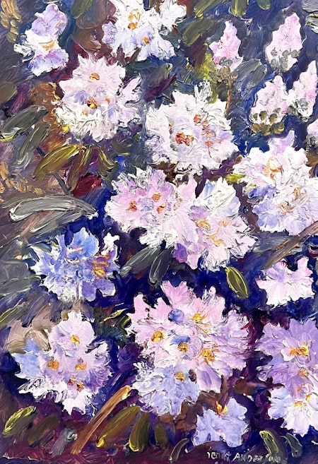 "Blommor" Olja på duk av Jerry Andersson. 50x64,5 cm