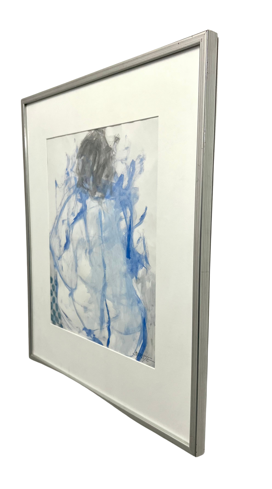 "Komposition med kvinna i blått" Blandteknik av Stig Deteste