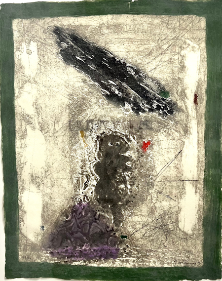 "Ingen titel" Inramad handkolorerad karborundumetsning av James Coignard. 56,5x69 cm