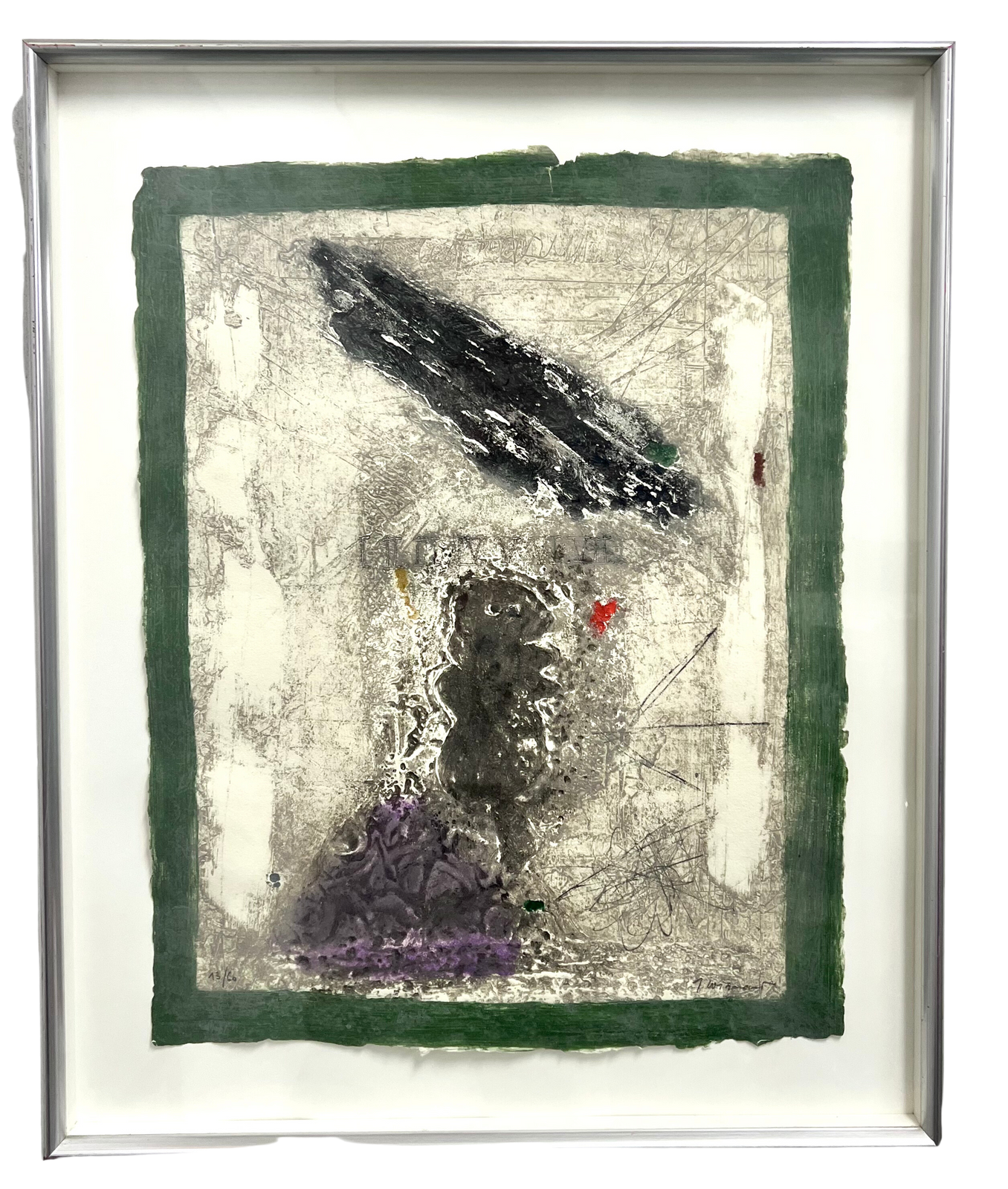"Ingen titel" Inramad handkolorerad karborundumetsning av James Coignard. 56,5x69 cm