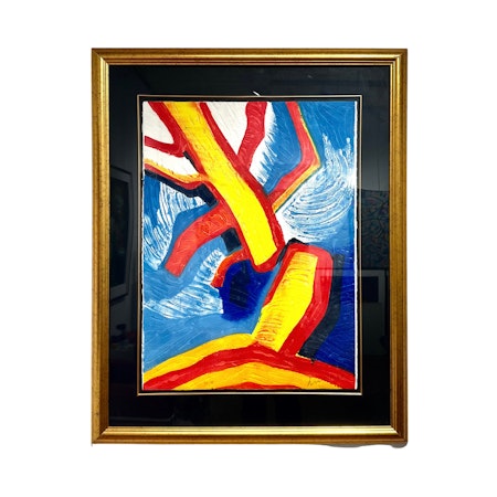 "Ingen titel" Inramad gravyr av Bengt Lindström. Nr 38/99. 83x103 cm.