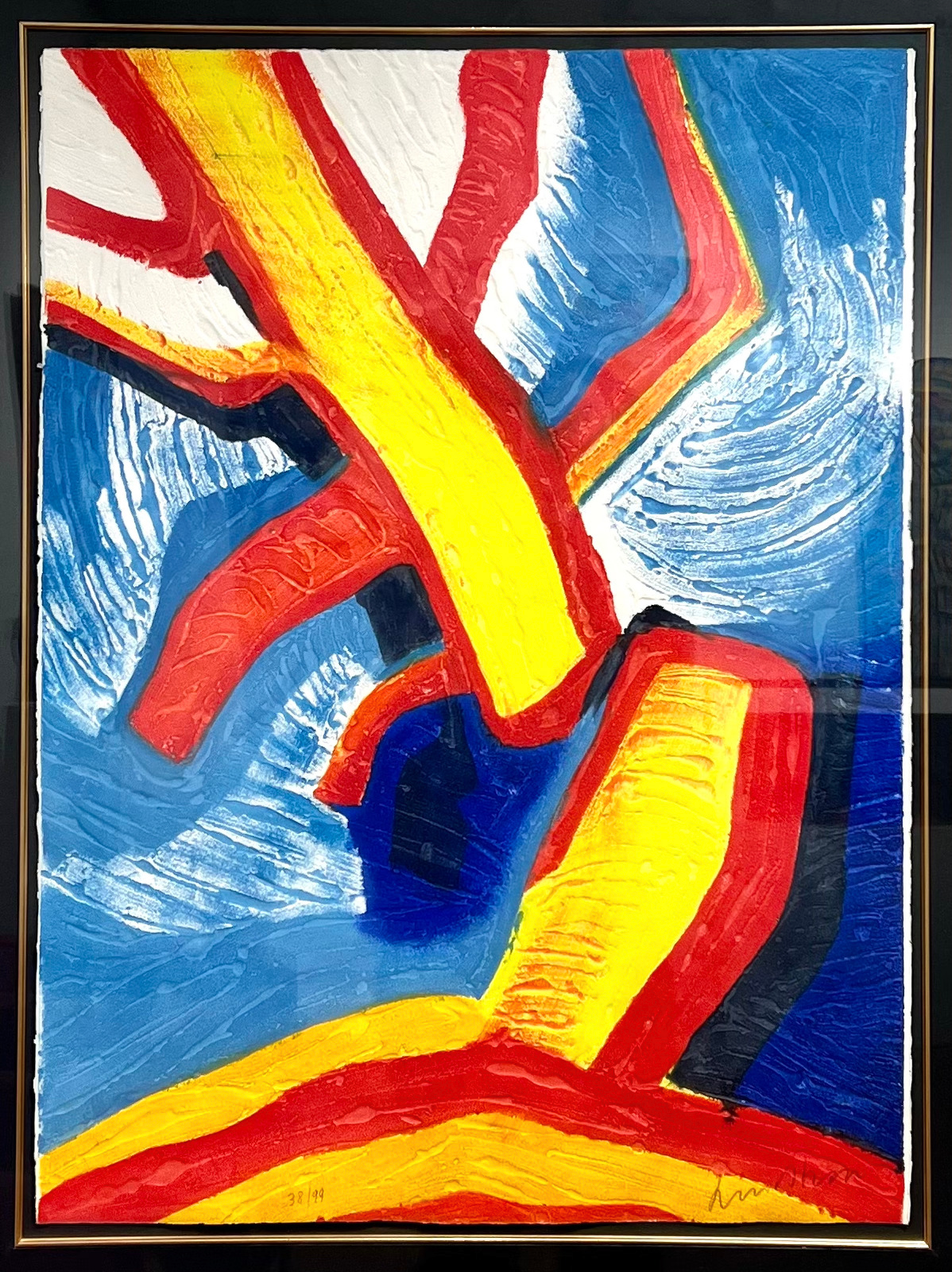 "Ingen titel" Inramad gravyr av Bengt Lindström. Nr 38/99. 83x103 cm.