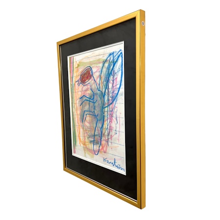 "Fluga" Akvarell/Pastell av Mauritz Karström. Ramad. 43x57 cm