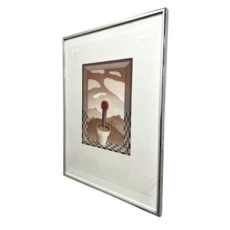 "Une Fleur" Färgetsning av Jean-Michel Folon. 42x57 cm