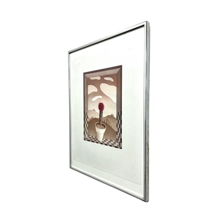 "Une Fleur" Färgetsning av Jean-Michel Folon. 42x57 cm