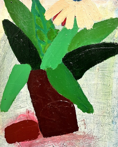 "Blommor" Olja på pannå av Göran Johansson. 33x40 cm