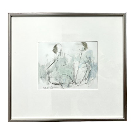 "Improviserad Information" Goauche av Stig Deteste. 44x40 cm.