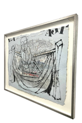 "Pensées dans le hamac" Inramad karborundumetsning av James Coignard. 87x68,5 cm