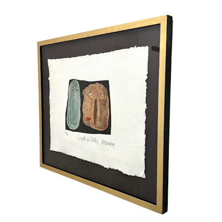 "Couple de têtes" Gravyr av Henri Di Rosa. 72,5x64 cm