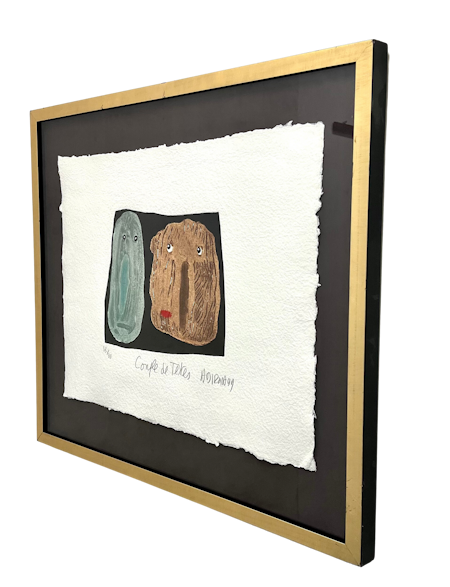"Couple de têtes" Gravyr av Henri Di Rosa. 72,5x64 cm
