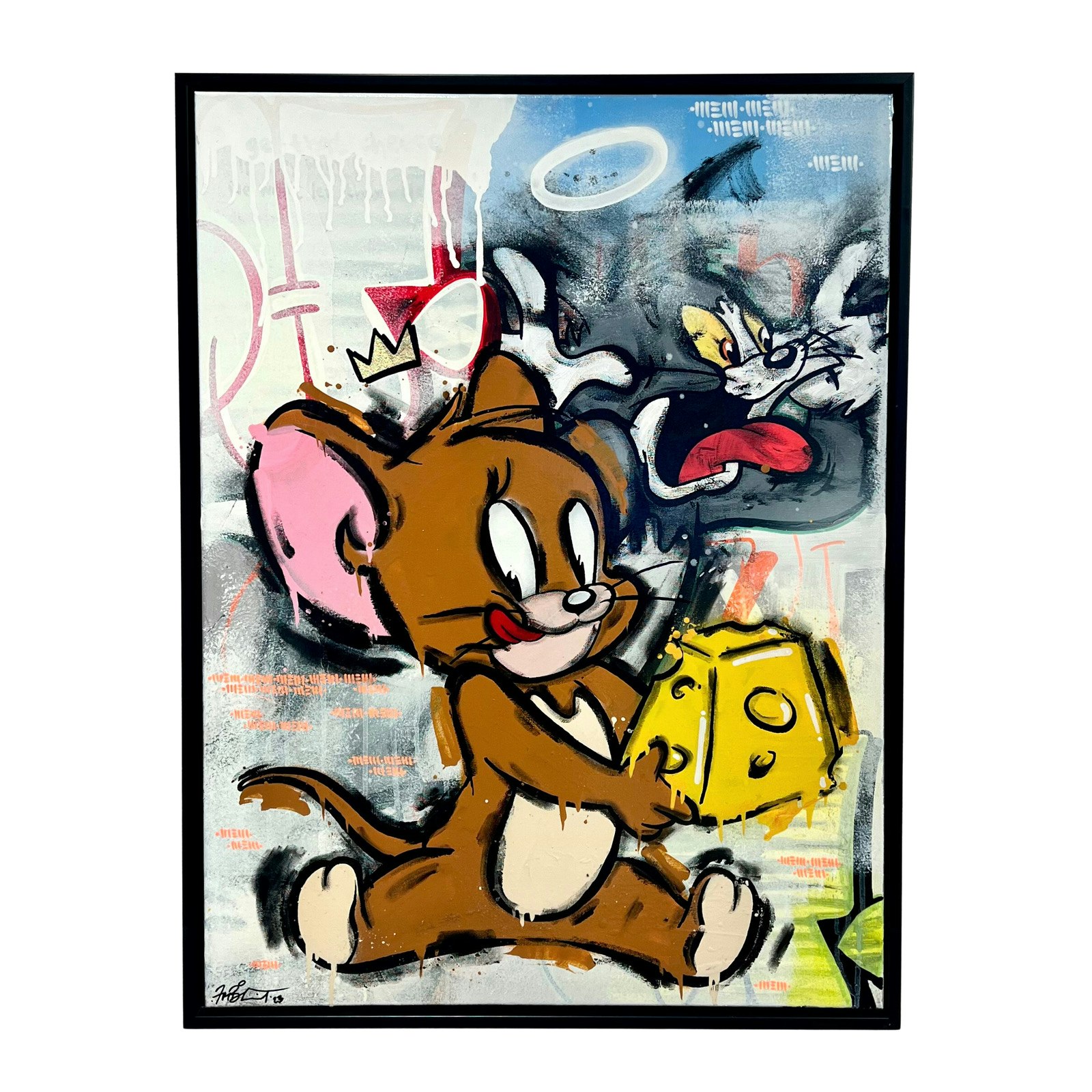 "Got the cheeze" Blandteknik på duk av Haze1. 64x83 cm