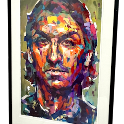 "Zlatan" Handkolorerad Art Giclée av Alberto Ramirez LEG. Nummer 20/20. Inramad. 87x126 cm