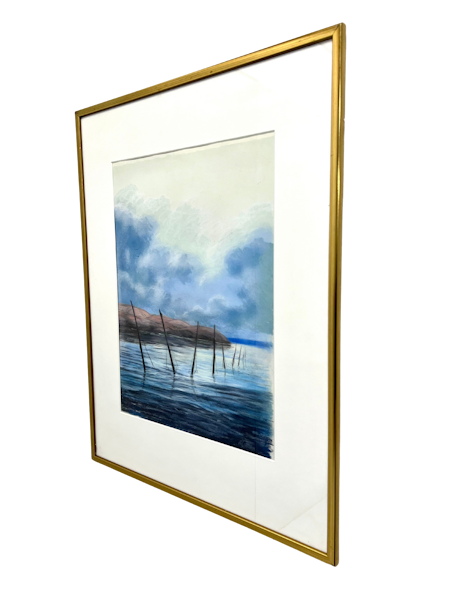 "Kustbild" Pastell av Arnold Lindblom. Inramad. 62x80 cm