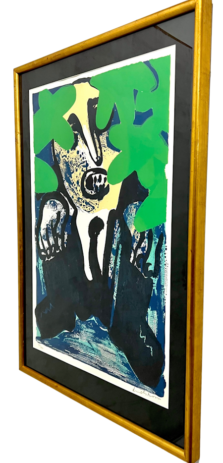 "Man i buskage" Inramat litografi av Bengt Lindström. nr 57/100. 68x90,5 cm