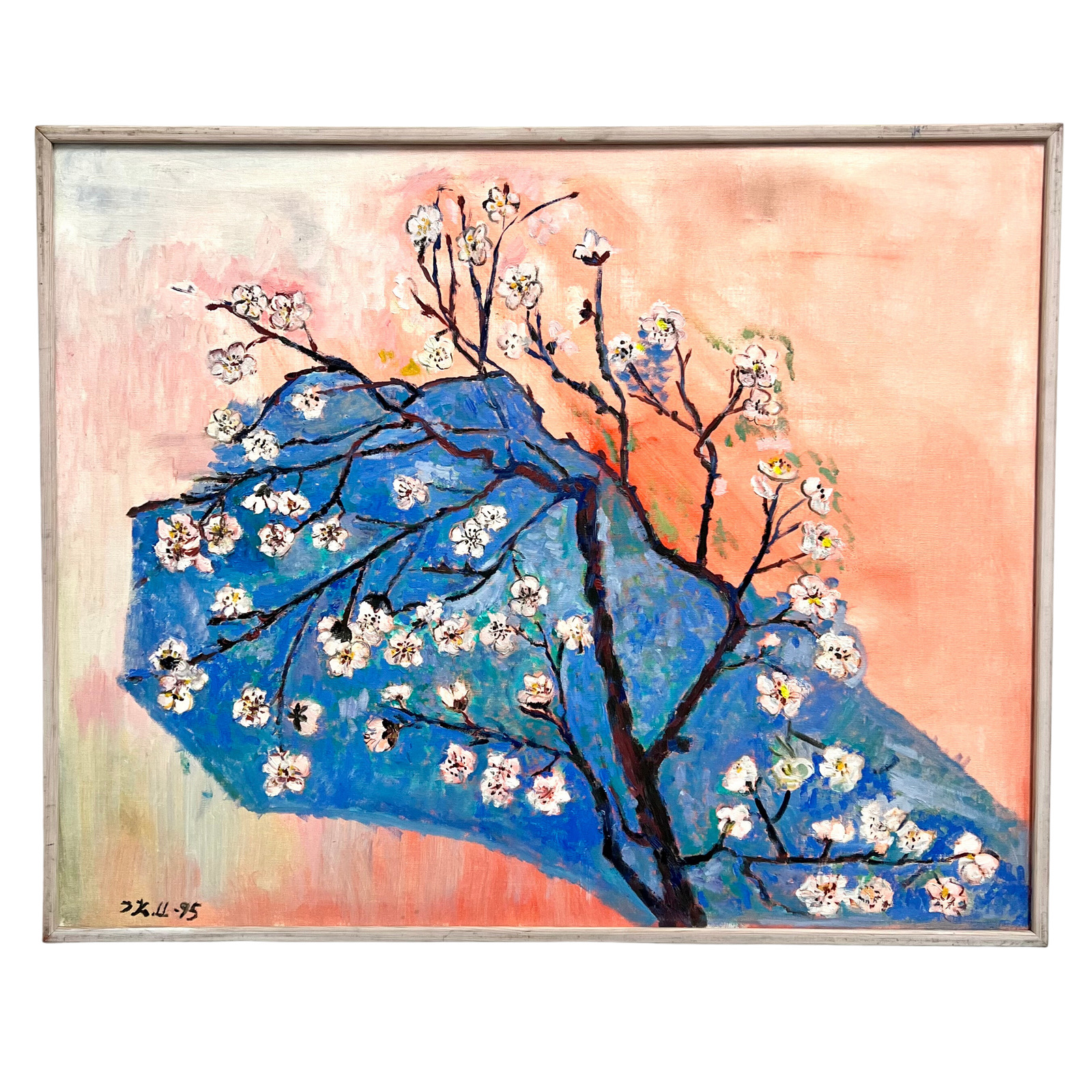 "Plommonträd i Blom" Olja på duk av Irene K:son Ullberg. 84x70 cm