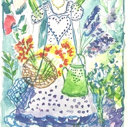 Lena A. Linderholm. Handkolorerat litografi. 21,5x56,5 cm