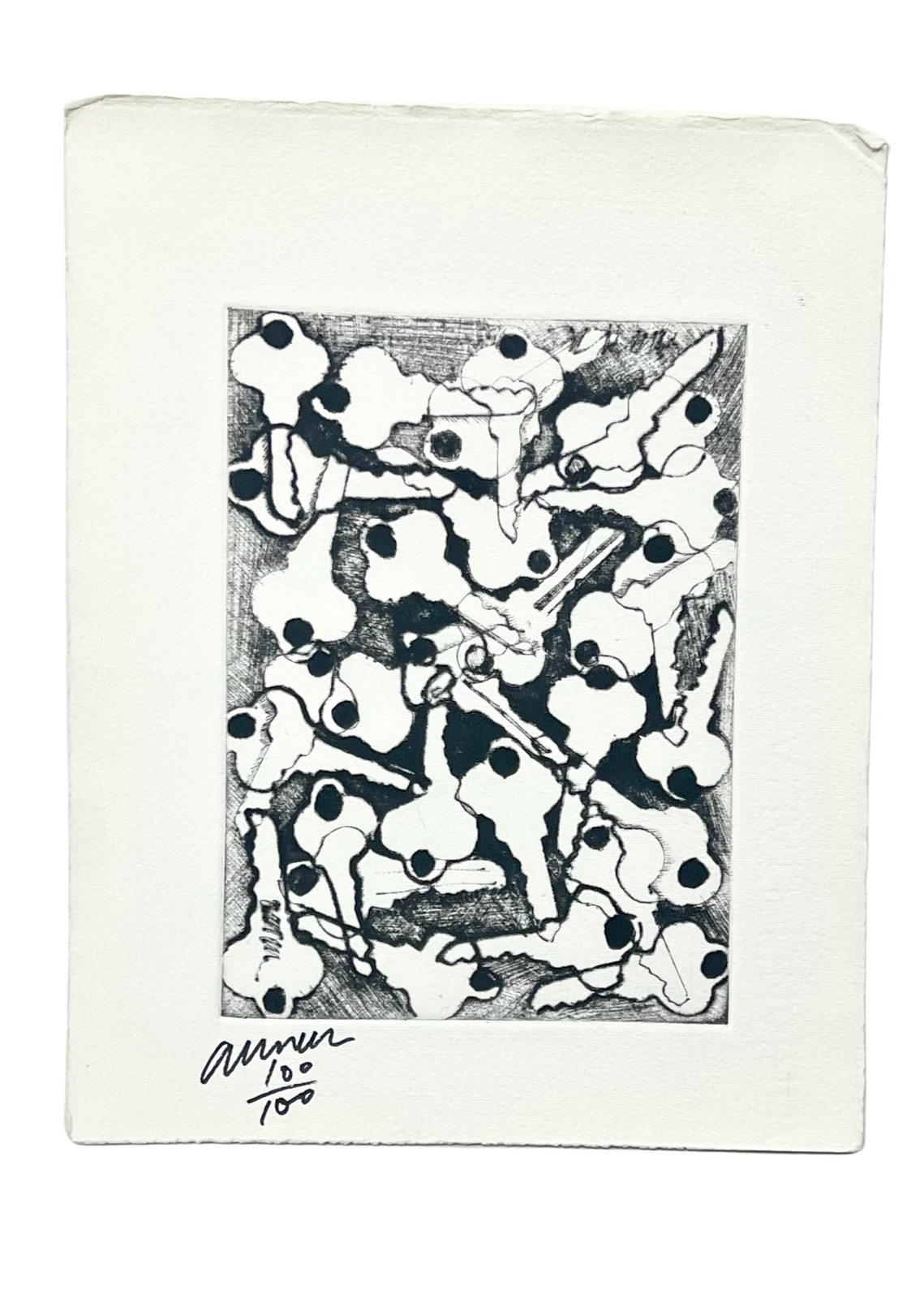 "Keys" Svartvit etsning av Arman. Nr 100/100. Från 1960. 19,7x25 cm