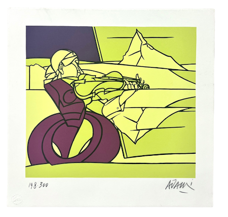 Valerio Adami, färglitografi "Man with violin" 28,5x27,5 cm