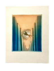 Jean Michel Folon, "Quiet Day" Aquatintetsning. 34x44,5 cm