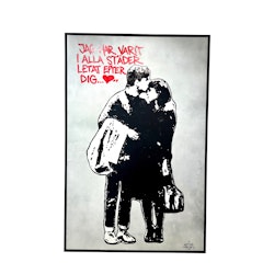 "Jag har varit i alla städer, letat efter dig”  Blandteknik på duk av Hellstrom Street Art  200 x 133 cm