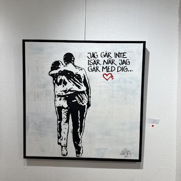 17. "Jag går inte isär när jag går med dig”  Blandteknik på duk av Hellstrom Street Art  104 x 104 cm