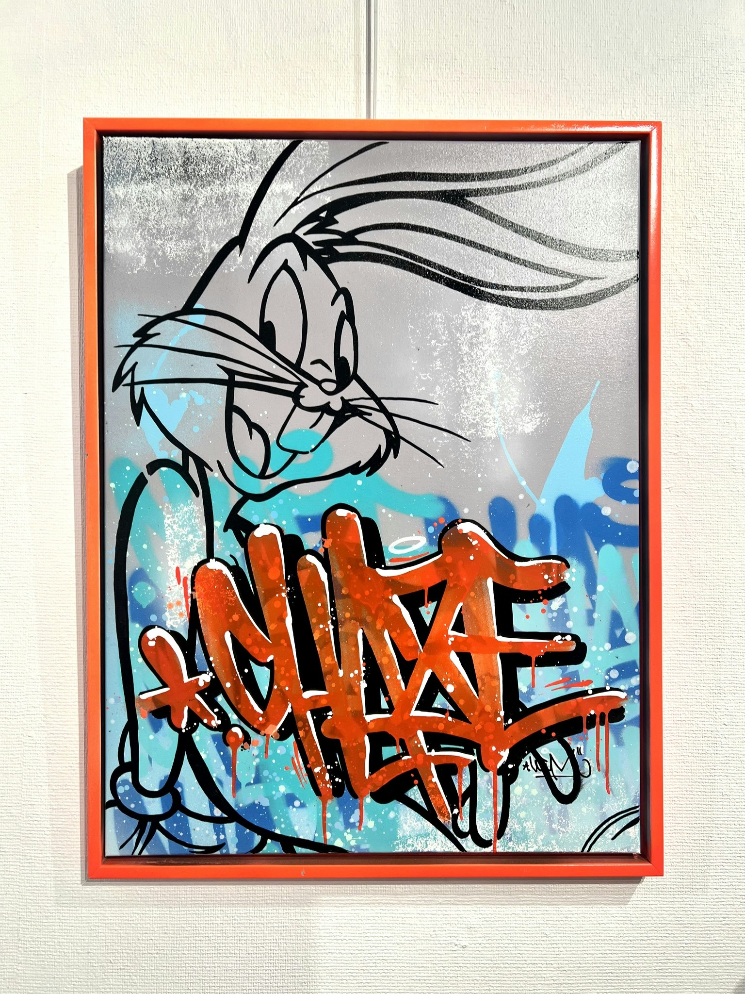 "Chase Rabbits" Blandteknik på duk av Haze1. 64x84 cm