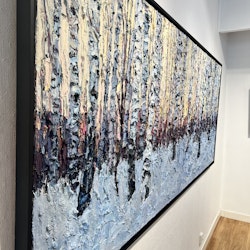 "Winter Forest" Olja på duk av John Ma. 244x104 cm