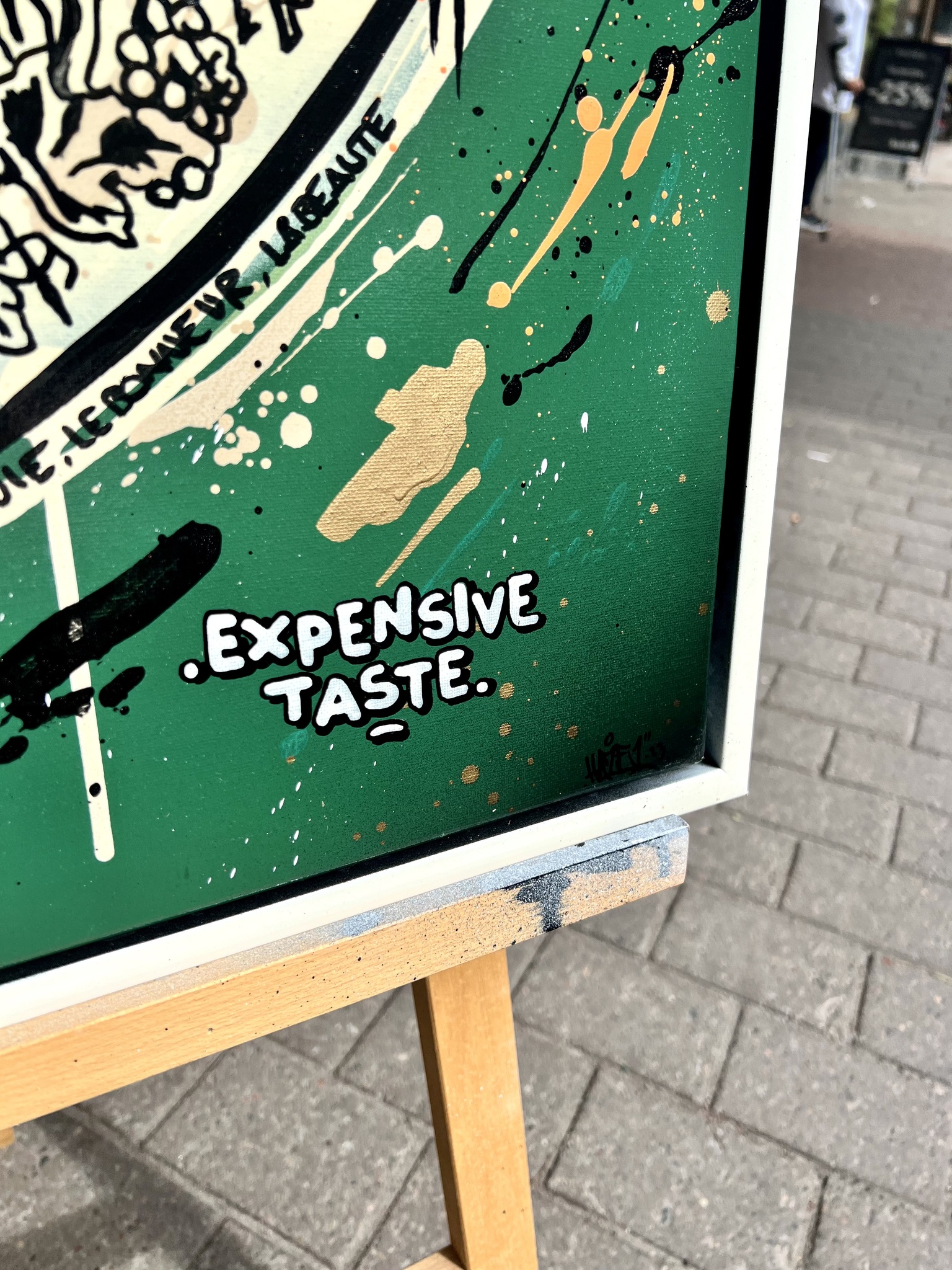 "Expensive taste" Blandteknik på duk av Mike Blomqvist. 64x84 cm