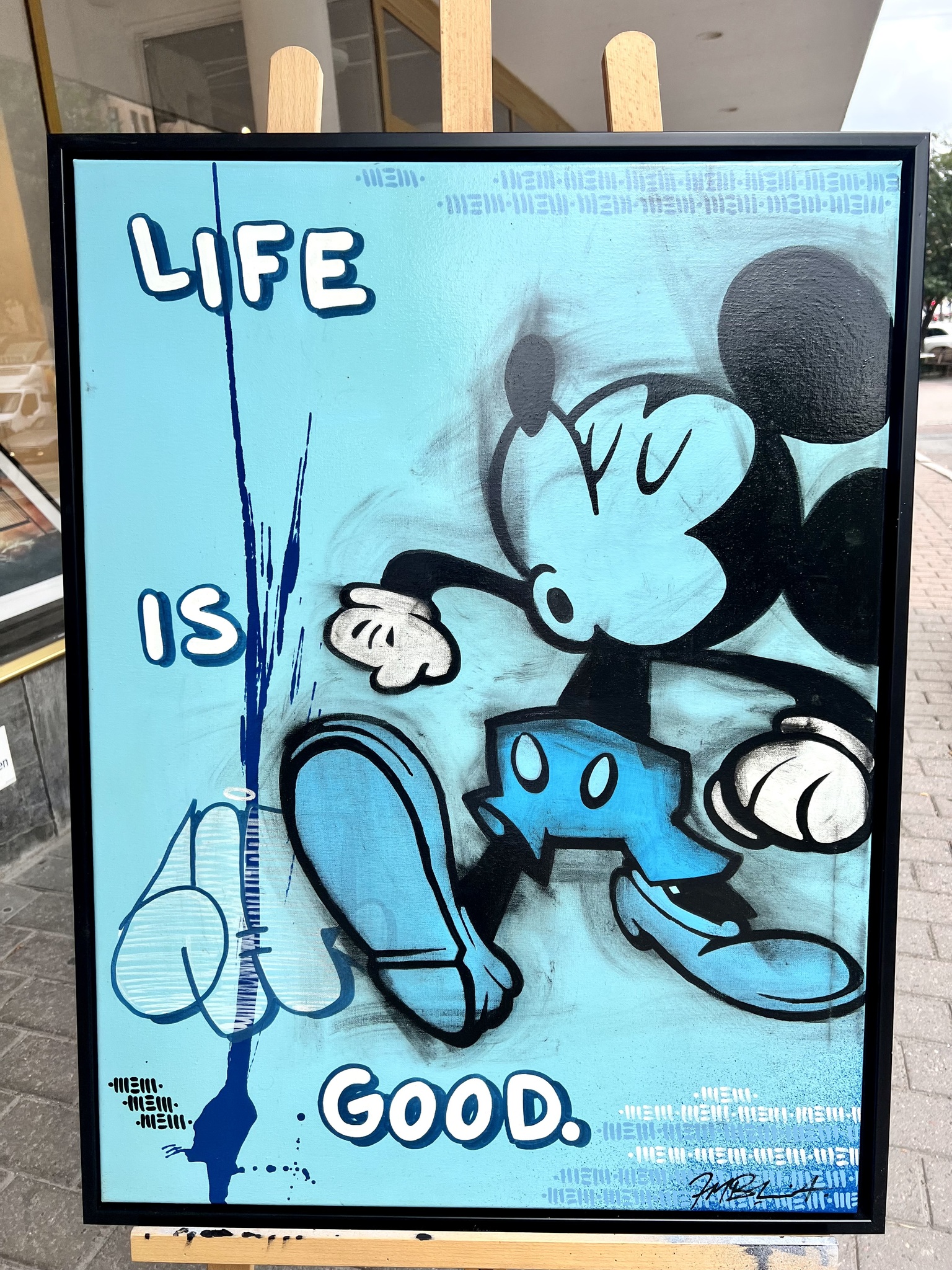 "Life is Good" Blandteknik på duk av Mike Blomqvist. 64x84 cm