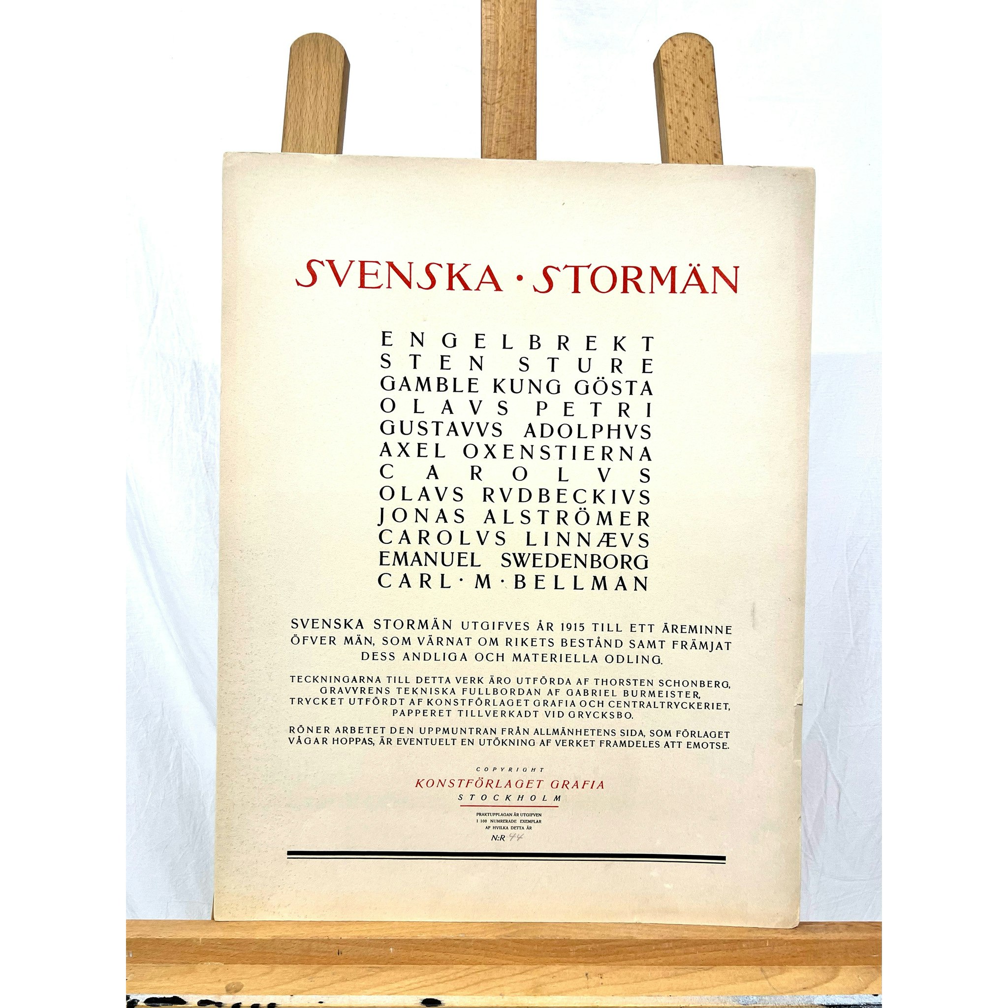 "C.M Bellman" Grafisk blad av Thorsten Schonberg ur mappen "Svenska Stormän". Nr 44/100. Nr 44/100. 40x52 cm